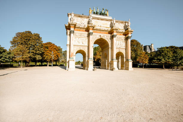 istock Triumphal arch at Tuileries gardens in Paris 1062879186