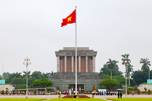 Hanoi, Vietnam - August 18 2018: The Ho Chi Minh Mausoleum is the final resting place of Vietnamese Revolutionary leader Ho Chi Minh in Hanoi, Vietnam.