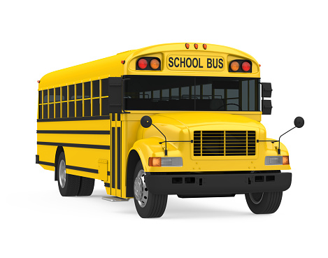 School Bus isolated on white background. 3D render
