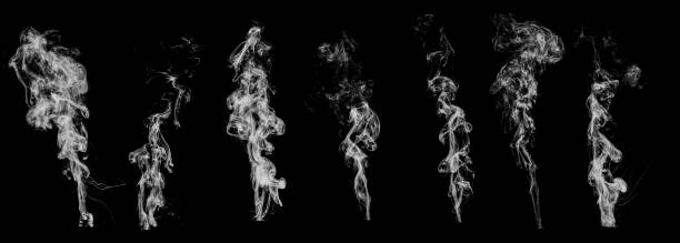 istock Abstract moving smoke set isolated on black background 1062881902