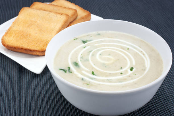 istock Potato soup with toast bread 1062887412