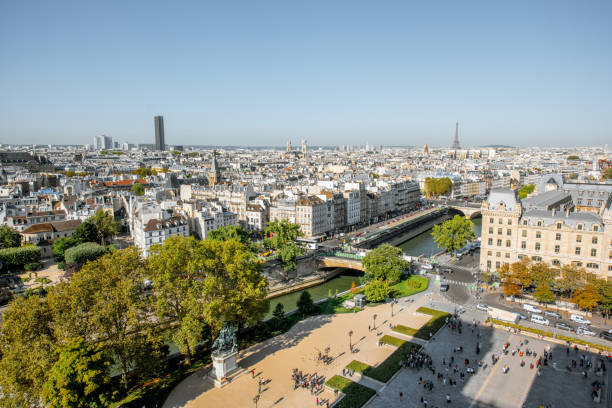 istock Aerial cityscape view of Paris 1062888076