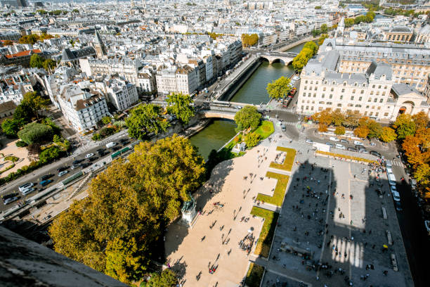 istock Aerial cityscape view of Paris 1062889252