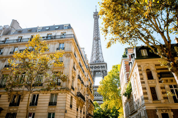 istock Street view on Eiffel tower in Paris 1062889910