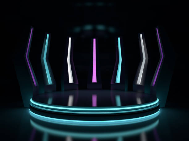 istock Background of an empty space and neon light. Neon rays and glow. 3D 1062890552