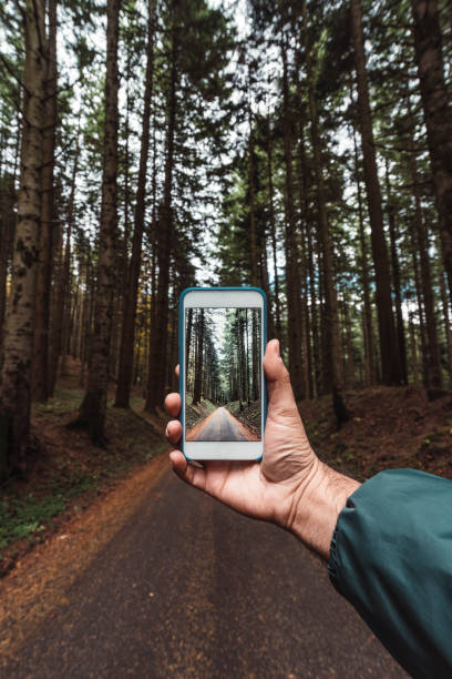 istock Photographing a path in the woods - Autumn landscape 1062894876