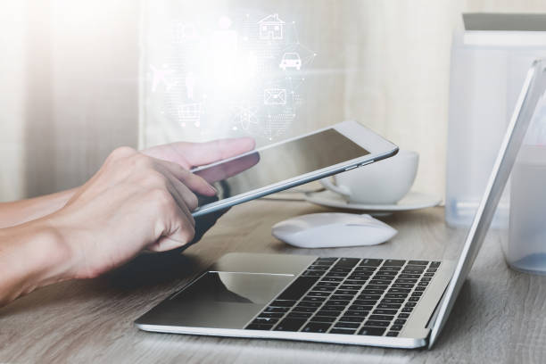 istock Internet of things concept,Man using tablet with modern technologies business and technology concept 1062897002