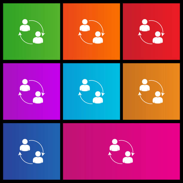 istock Business communication. Conceptual illustration. Profile users connected icon. Social icons. Men exchanging symbol. Metro style 1062898798