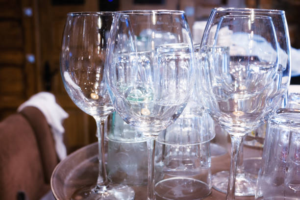 istock Close up picture of empty glasses in restaurant 1062912366