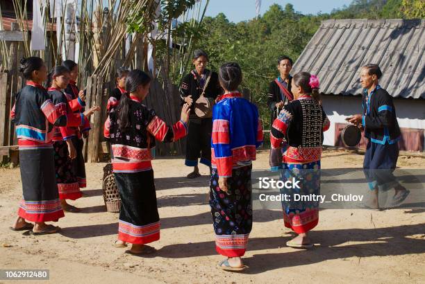 People Of The Lahu Muser Hill Tribe Perform Music And Dance Celebrating The End Of The Rice Harvesting Season In Mae Hong Son Thailand Stock Photo - Download Image Now
