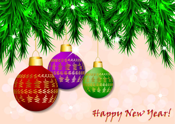 istock New Year, Christmas background with festive balls. Snowflakes. Design and decoration. Vector illustration. 1062914374