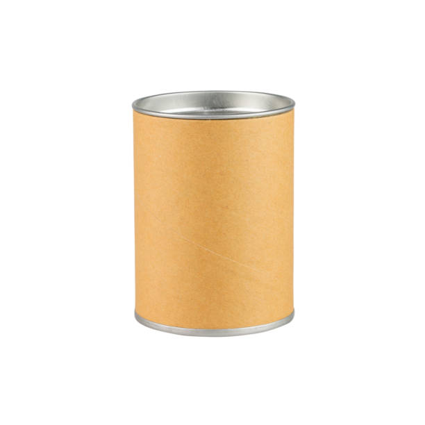 istock tin can with blank brown label isolated on white background - clipping paths 1062916298