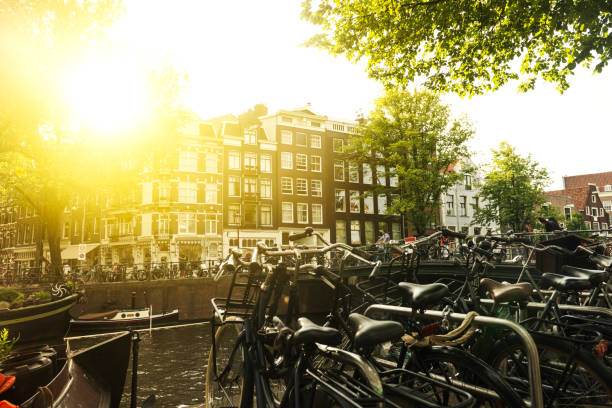istock Amsterdam city view in a sunny day in Amsterdam, Netherlands 1062921586