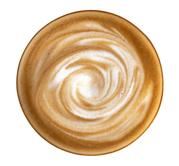 istock Hot coffee latte cappuccino spiral foam top view isolated on white background, clipping path included 1062924838