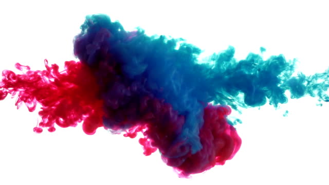 Colorful Ink mixing in water, Slow motion