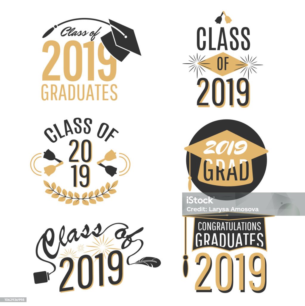 Graduation labels and tags set isolated on white background. Vector illustration Graduation stock vector