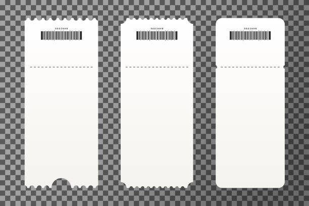 Set of empty ticket templates isolated on transparent background. Blank tickets mockup for entrance to the concert Set of empty ticket templates isolated on transparent background. Blank tickets mockup for entrance to the concert, cinema, circus and festival. Vector ticket stock illustrations