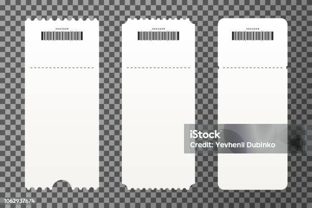 Set Of Empty Ticket Templates Isolated On Transparent Background Blank Tickets Mockup For Entrance To The Concert Stock Illustration - Download Image Now
