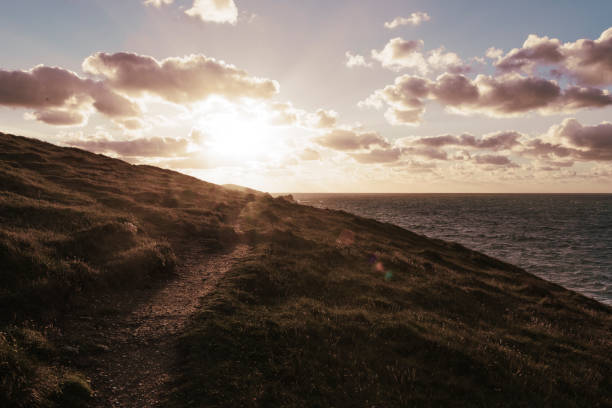 Autumn Sunset over the Coast Path, Newquay, Cornwall