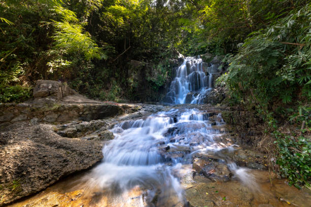 istock See a small waterfall in the tropical jungle in Vietnam 1062941478