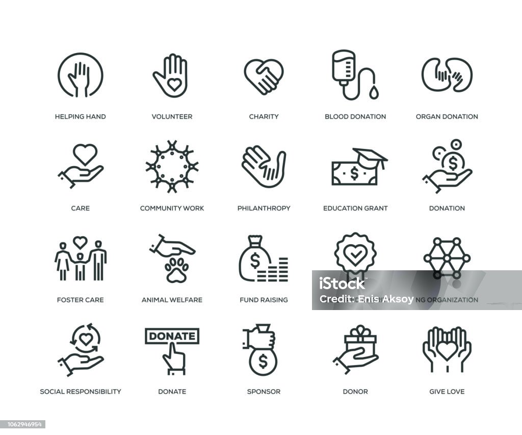 Charity and Donation Icons - Line Series Icon stock vector