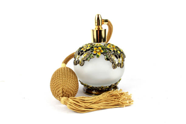 Vintage Perfume Bottle on White Background stock photo