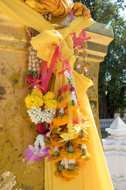 istock Flower garland sacrificial worship sacred Buddhist faith 1062953760