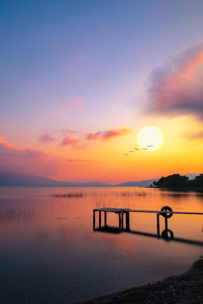 istock View of the lake at sunset 1062963326