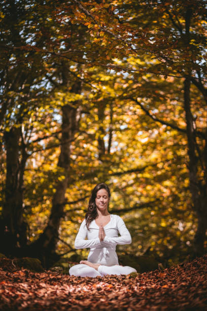 istock Beautiful woman practicing yoga in nature. 1062963362