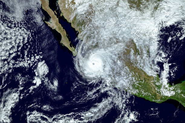 Hurricane Willa passed the Islas Marias as it closed in on Mexico mainland,  Elements of this image furnished by NASA.2018. stock photo