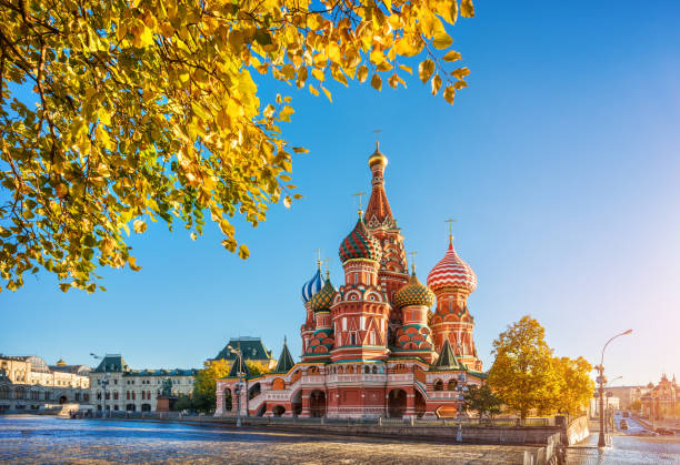 istock St. Basil's Cathedral  in the frame of autumn 1062971392