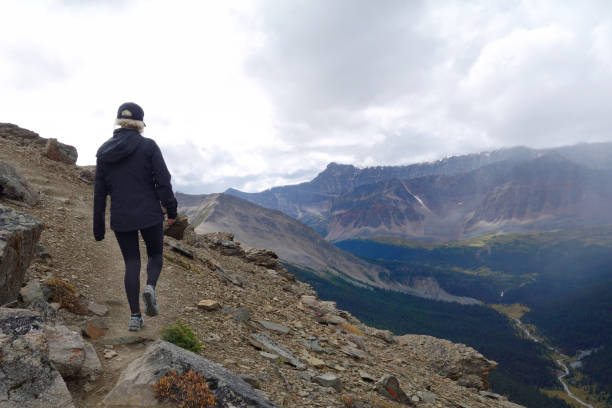 istock Young Woman Hiking on a Mountain Ridge 1062973600