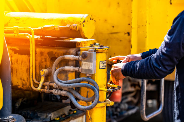 Hydraulic control system on truck Hydraulic control system on truck outrigger stock pictures, royalty-free photos & images