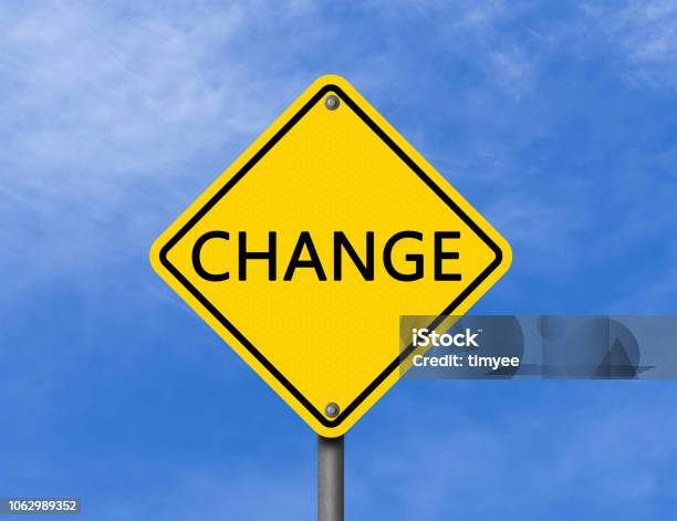 Changing Again Sign Warning Sign Change Stock Photo - Download Image Now - Blue, Business ...
