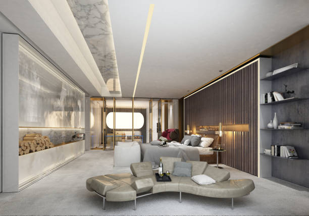 istock 3d render of luxury hotel room 1063003050