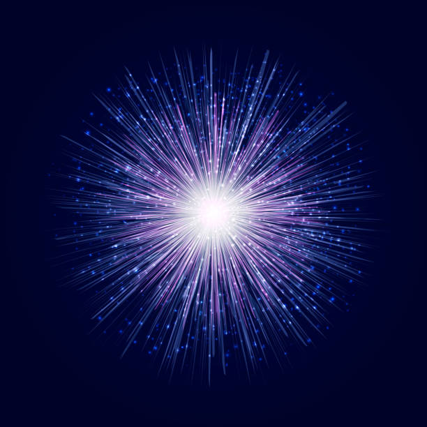 eksplozja na niebieskim tle. - big bang flash stock illustrations