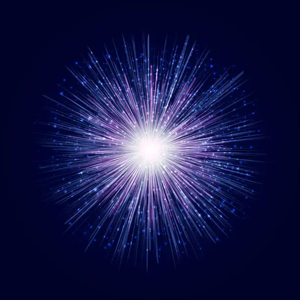 Vector illustration of Explosion on blue background.