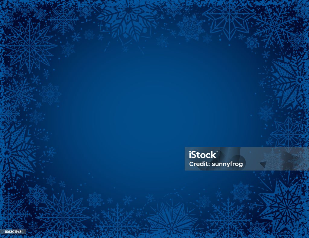 Blue christmas background with frame of snowflakes and stars, vector illustration Backgrounds stock vector