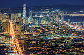 San Francisco Skyline Aerial Panoramic View before dark