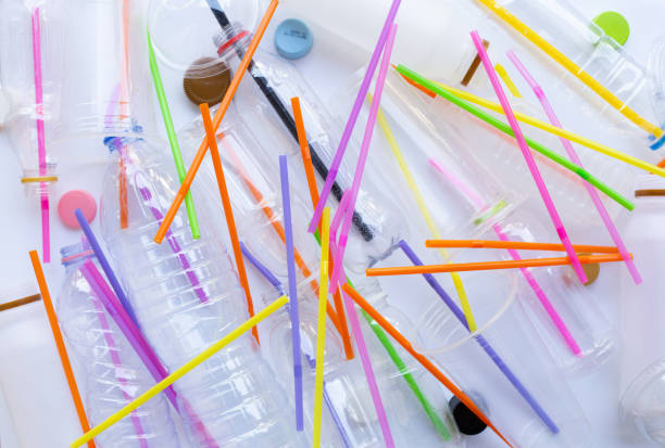 istock Plastic Waste Pollution, Plastic bottles, cups, straws for recycle 1063019772