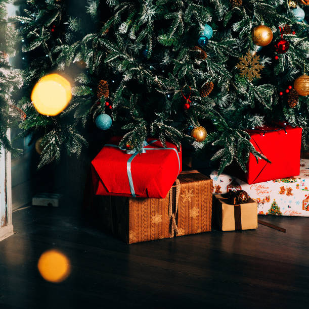 istock Background, square blank: Christmas tree decor, gifts, toys. 1063020148