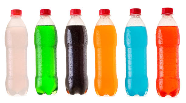 set of bottles of soda isolated on white background stock photo