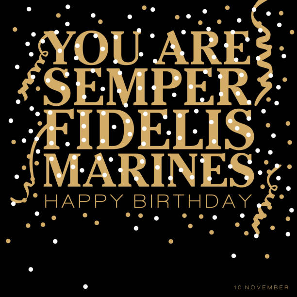 ilustraciones, imágenes clip art, dibujos animados e iconos de stock de mensaje de marines día feliz para el 10 de noviembre - semper fidelis