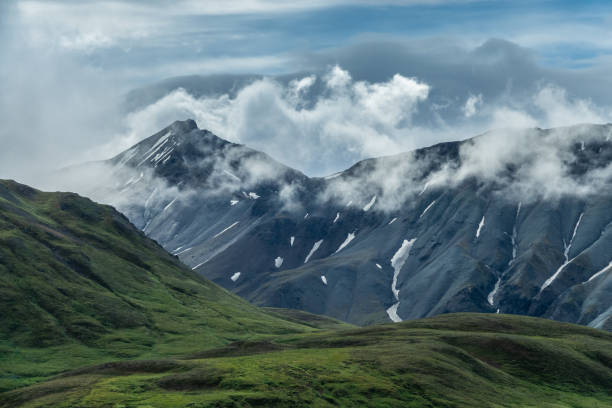 istock Denali national park mountains view under the clouds 1063032224