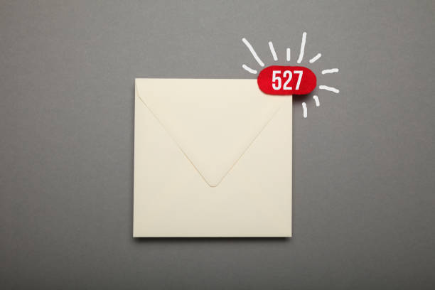 istock Communication correspondence email, red circle in corner. Exclamation, important envelope 1063032662