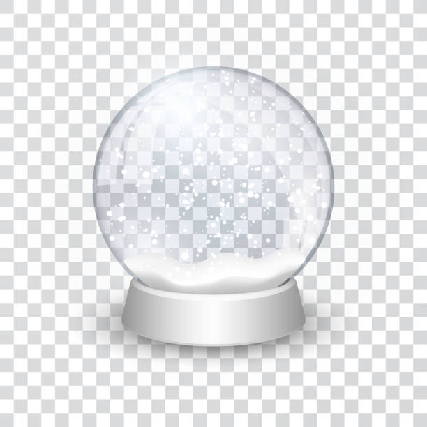 ilustraciones, imágenes clip art, dibujos animados e iconos de stock de objeto nieve globo bola realistas año nuevo navidad aislado en fondo transperent con sombra, ilustración vectorial - nobody white background isolated isolated on white