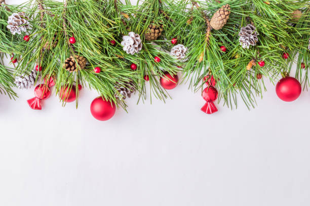 istock Holiday background with christmas branches and decoration 1063039496
