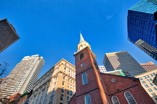 istock Boston downtown streets near Old State House at sunset 1063047870