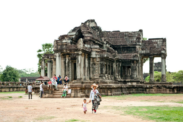 Siem Reap, Cambodia – June 20, 2015: Angkor in Cambodia is one of the largest religious monuments in the world. Angkor Wat is the most famous of the temples. Every day tourists from around the world visit the religious complex. Angkor is considered the best tourist attraction in the world.