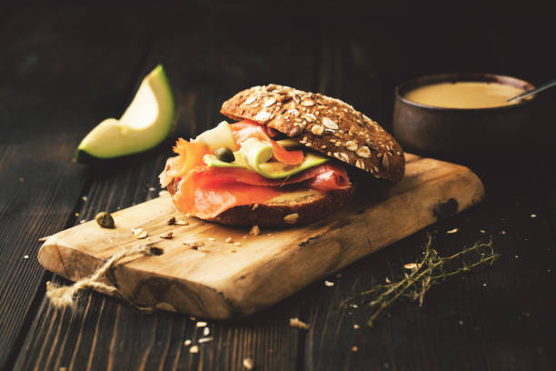 istock Sandwich with salmon and avocado 1063054034